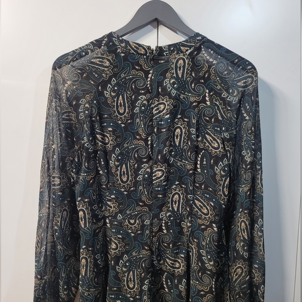 Tommy Hilfiger Black and Cream Paisley Long Sleeve Dress - Picture 6 of 6